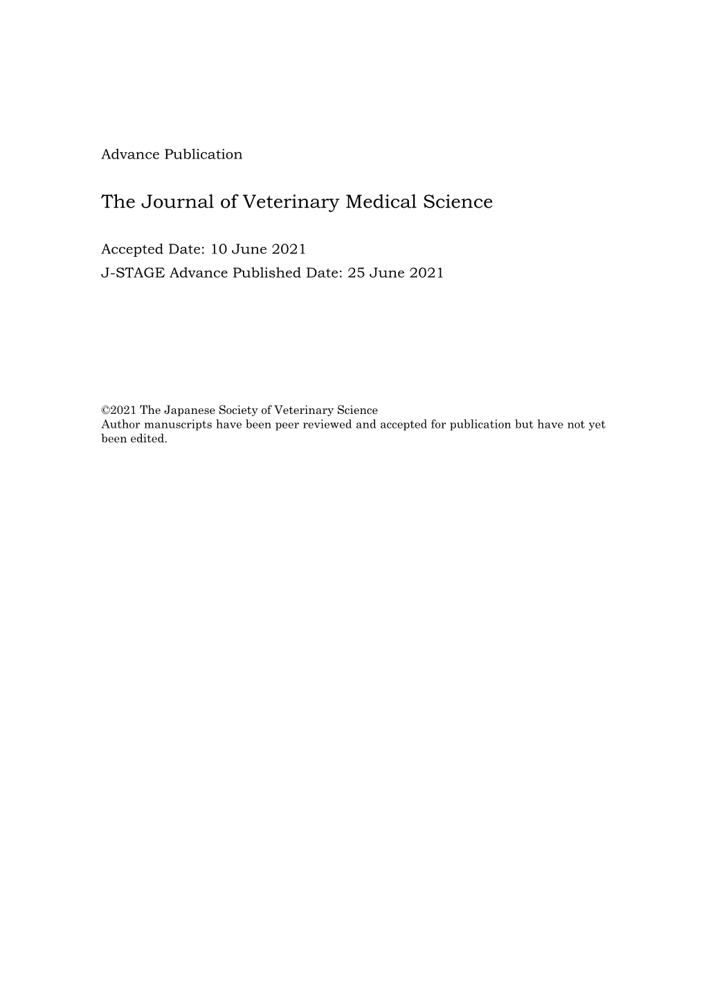 The Journal of Veterinary Medical Science