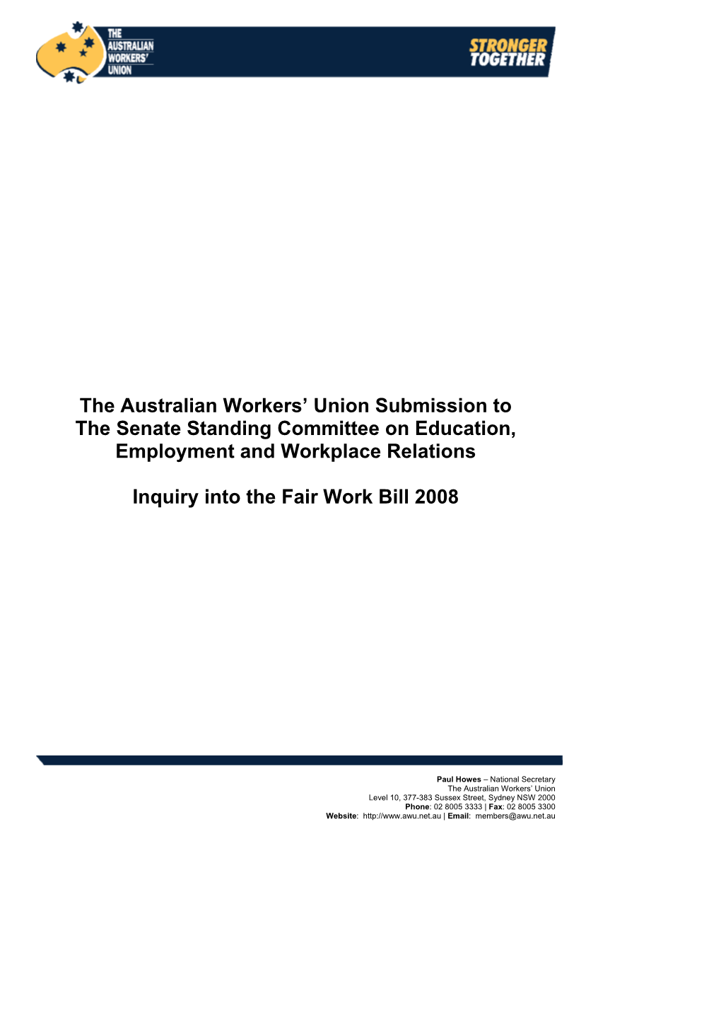 The Australian Workers' Union Submission To