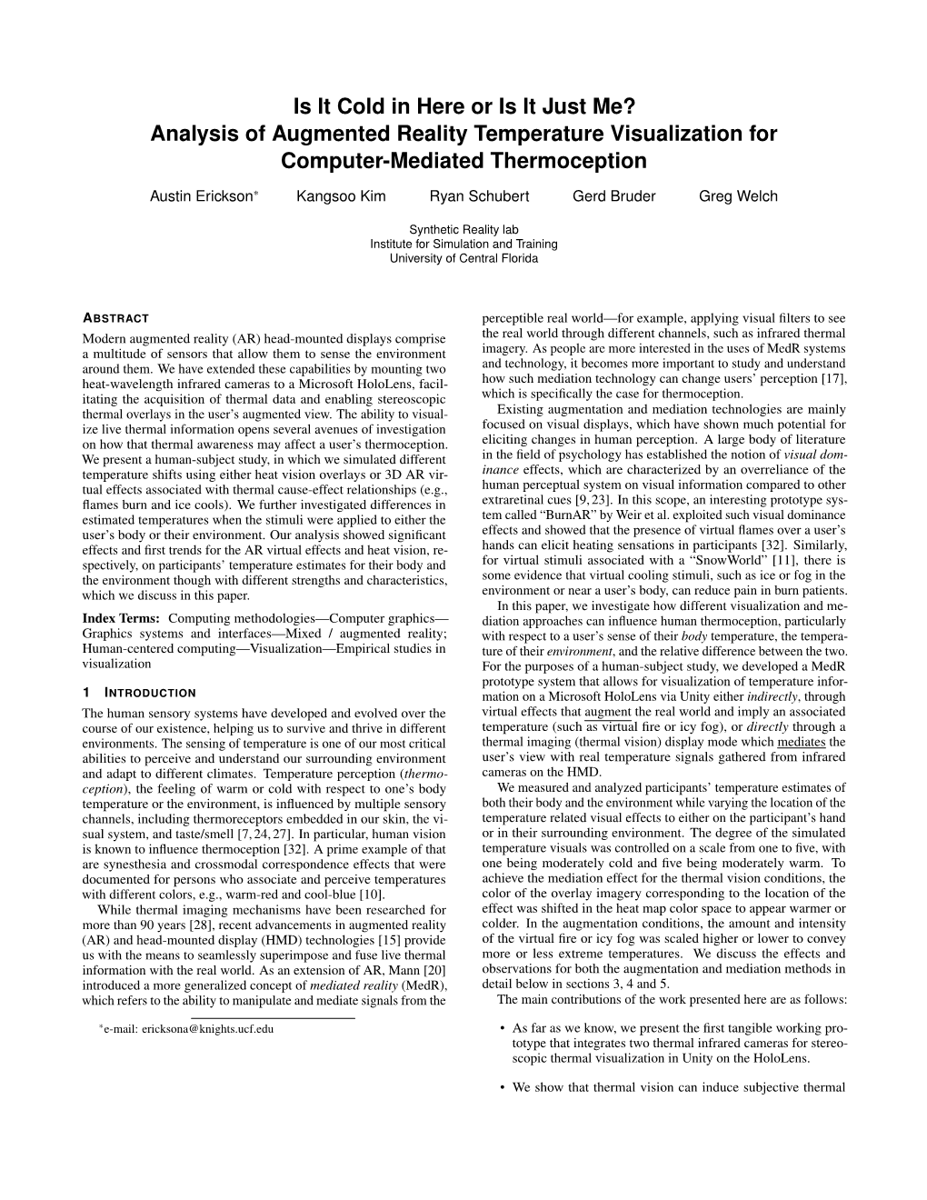 Is It Cold in Here Or Is It Just Me? Analysis of Augmented Reality Temperature Visualization for Computer-Mediated Thermoception