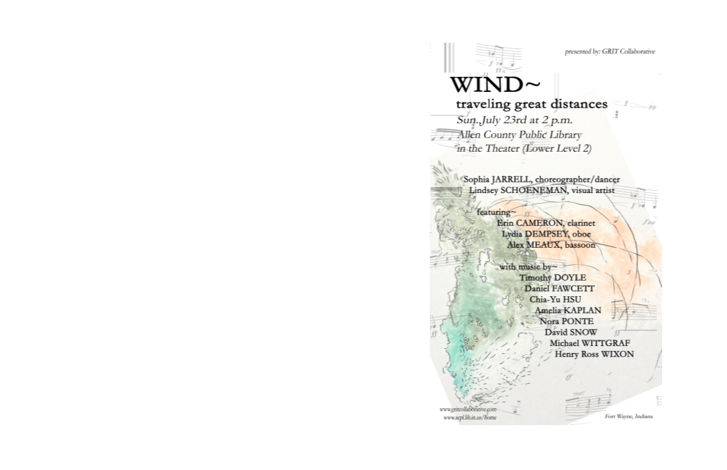 Wind: Traveling Great Distances Sunday, July 23Rd at 2Pm Allen County Public Library in the Theater (Lower Level 2)