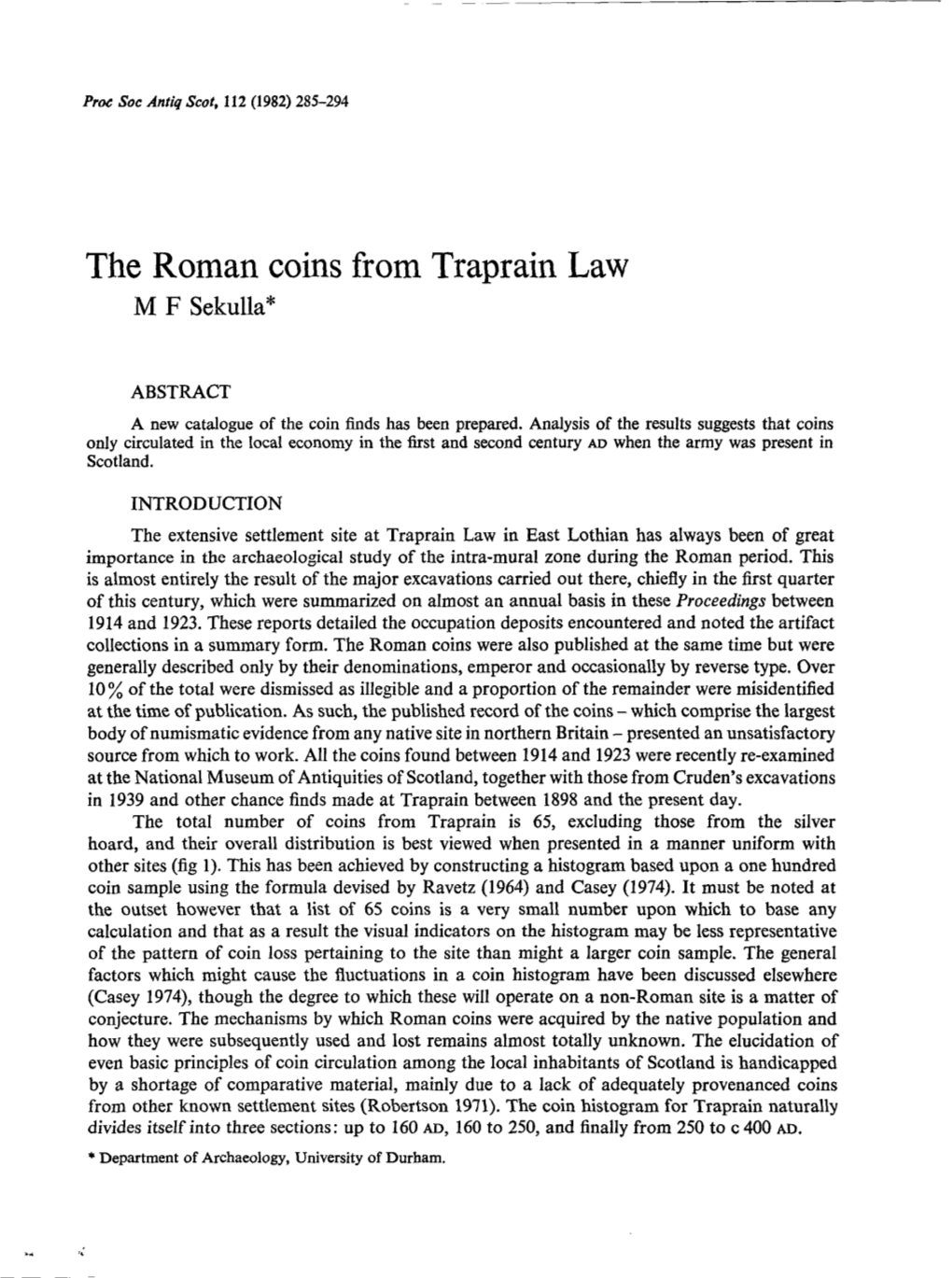 The Roman Coins from Traprain
