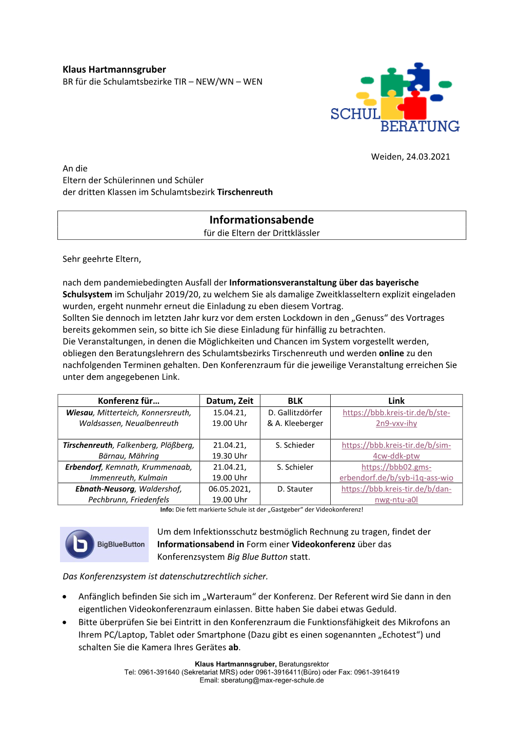 Einladung Ü3-Informationsabend Online Mit Zugangslinks