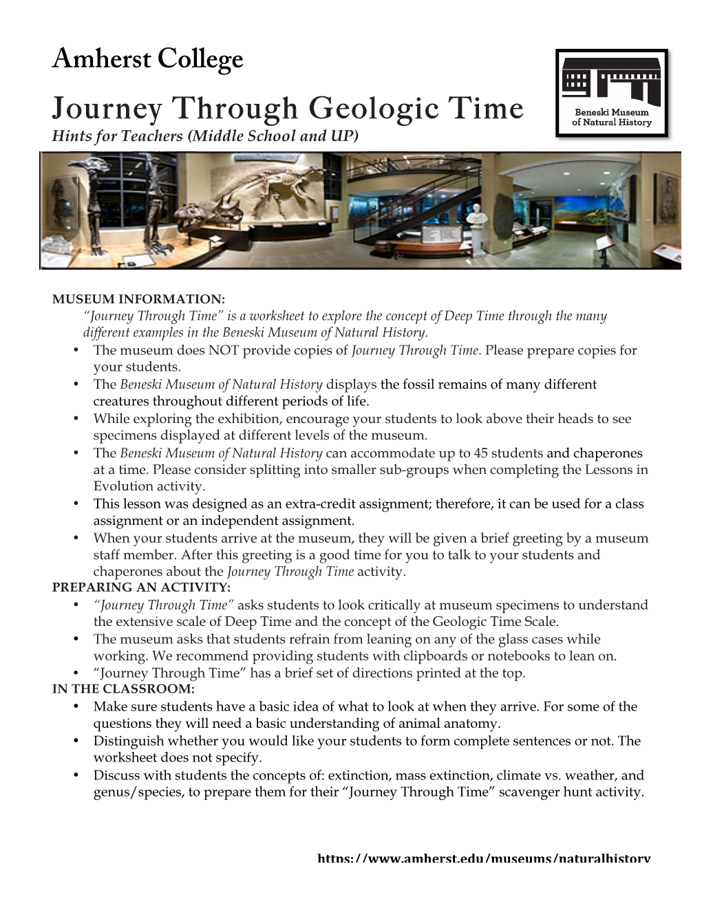 Journey Through Geologic Time Hints for Teachers (Middle School and UP)