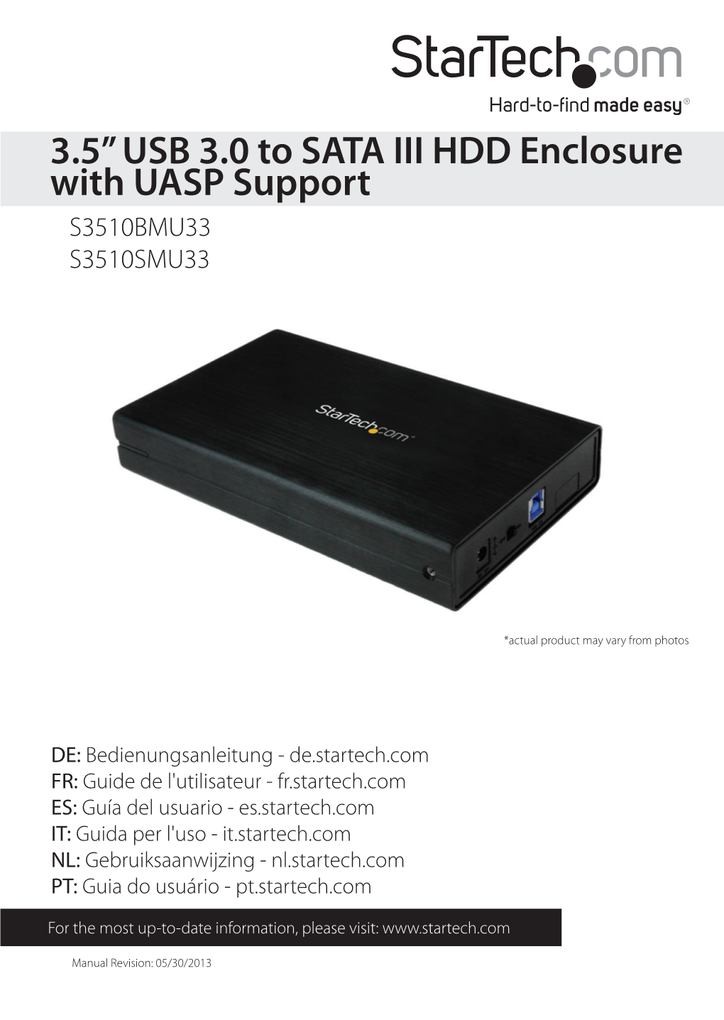 3.5” USB 3.0 to SATA III HDD Enclosure with UASP Support S3510BMU33 S3510SMU33