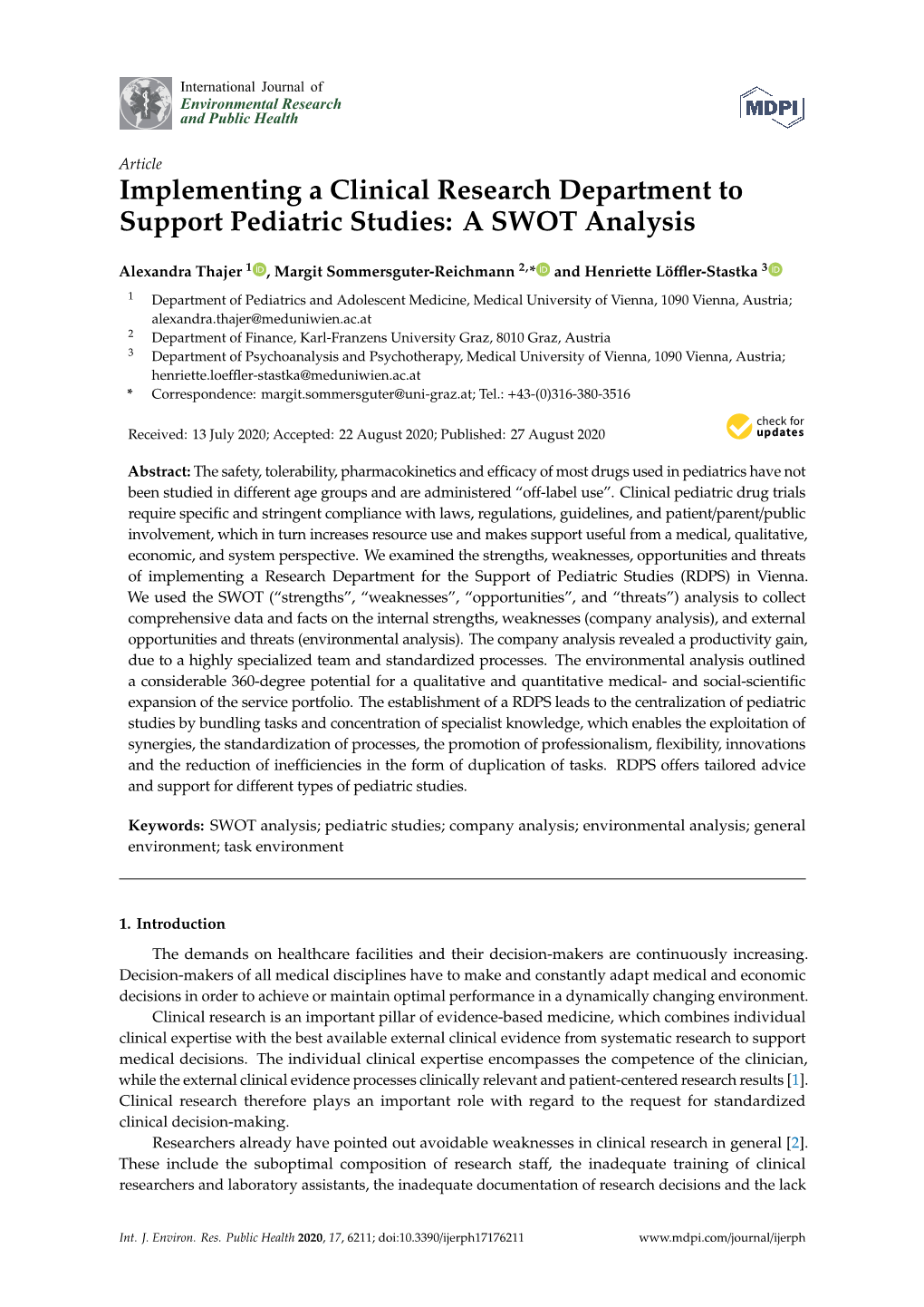 A SWOT Analysis