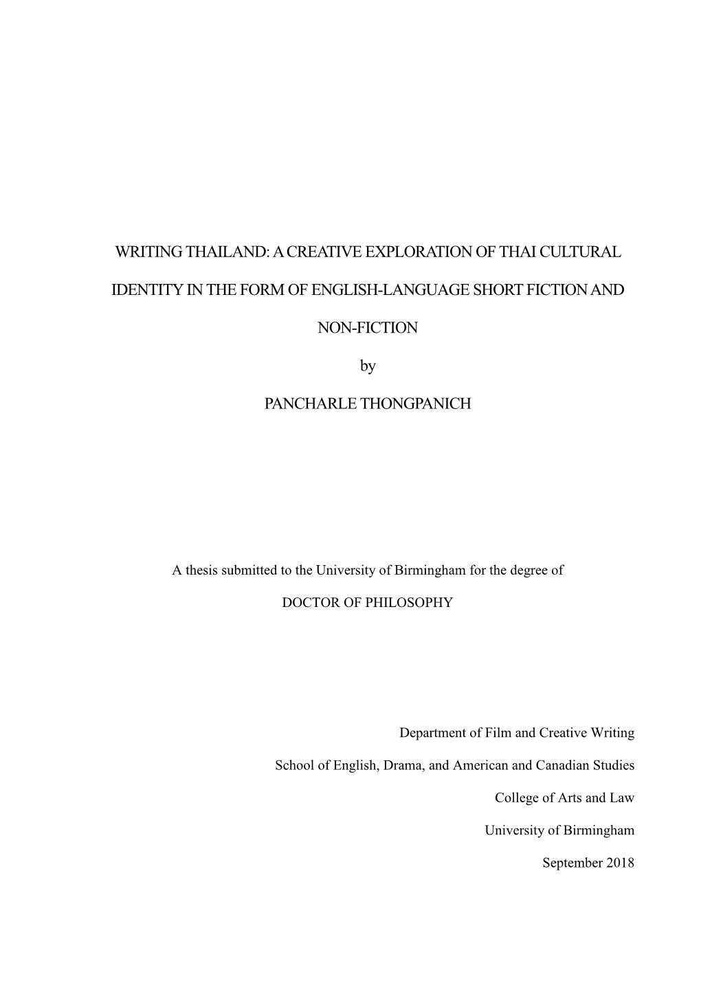 Writing Thailand: a Creative Exploration of Thai Cultural