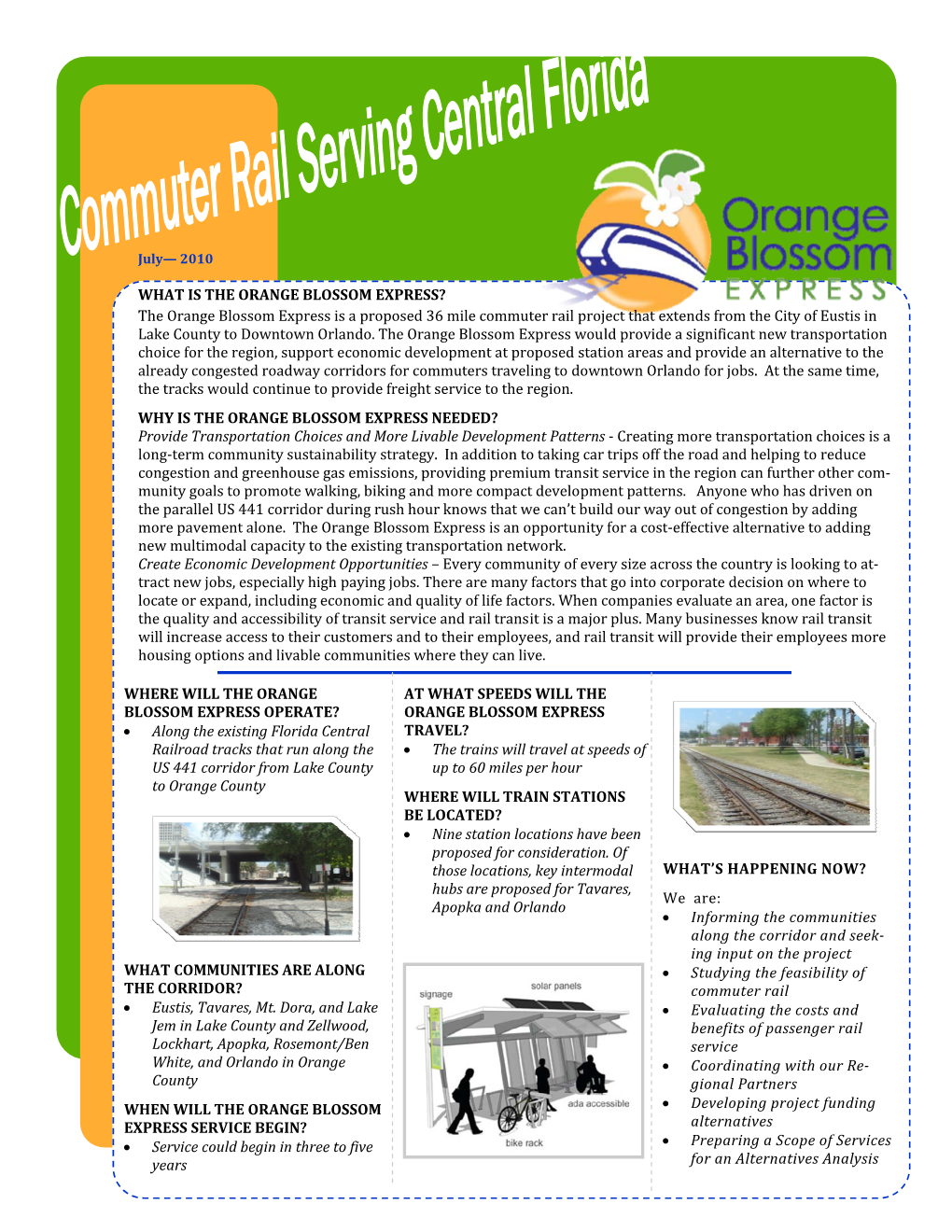 Orange Blossom Express Commuter Rail Newsletter