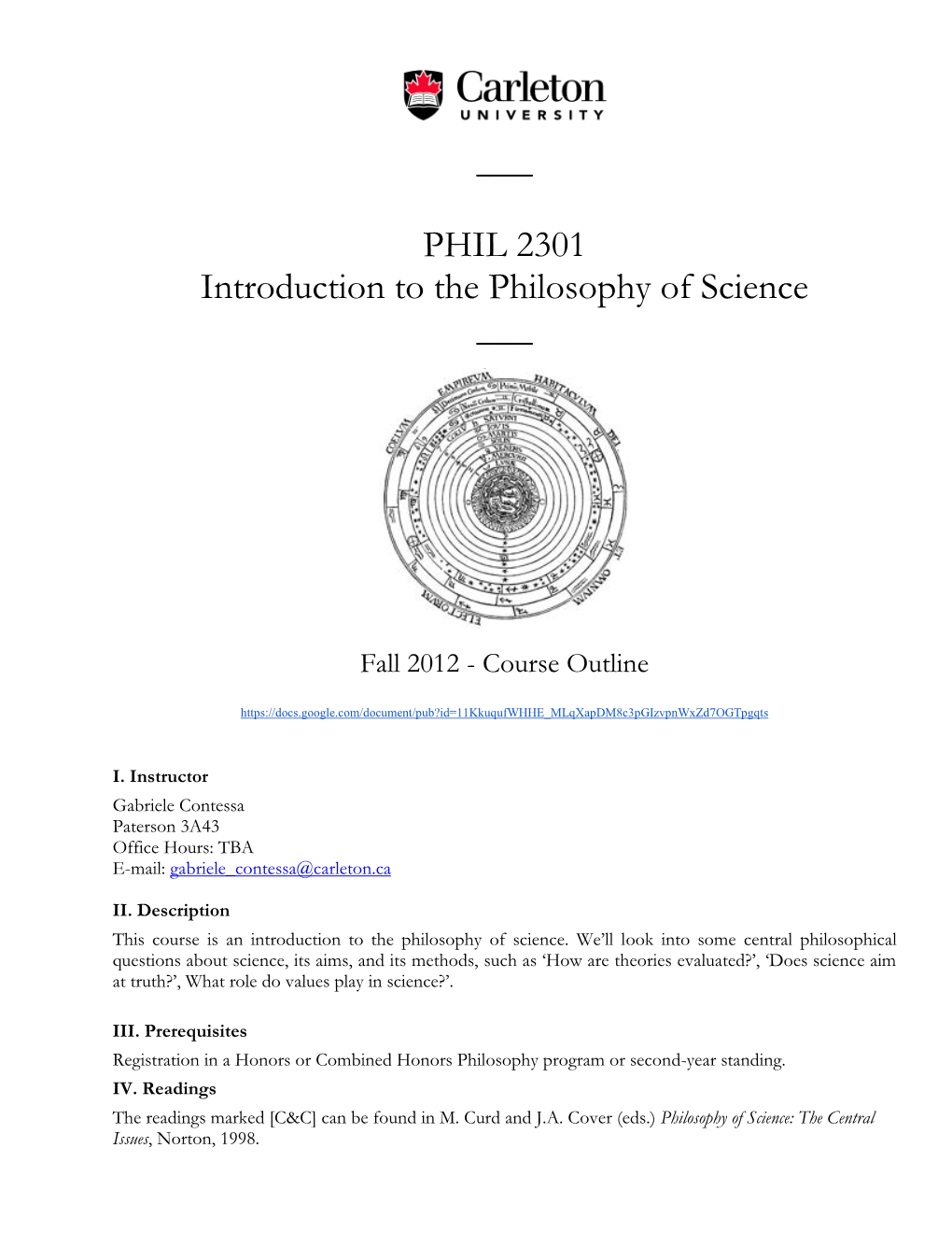 PHIL 2301 Introduction to the Philosophy of Science ___