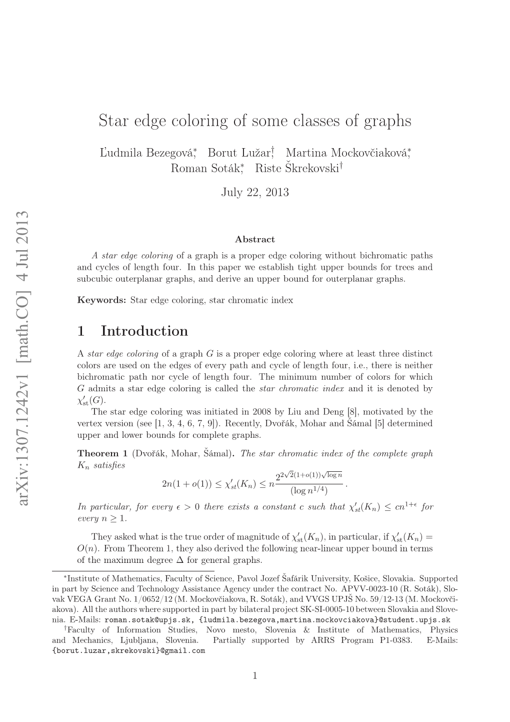 Star Edge Coloring of Some Classes of Graphs