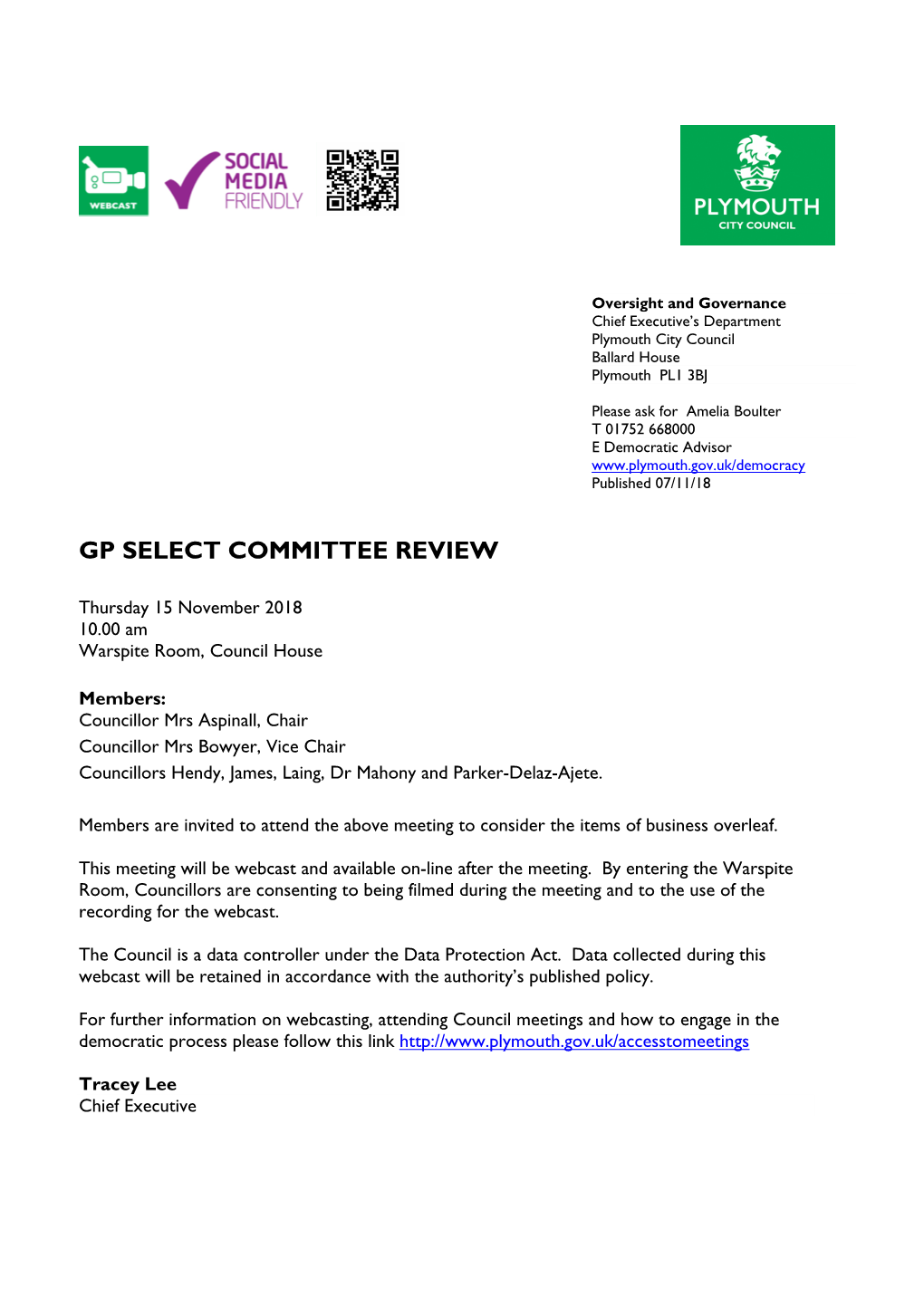 (Public Pack)Agenda Document for Select Committee Review, 15/11