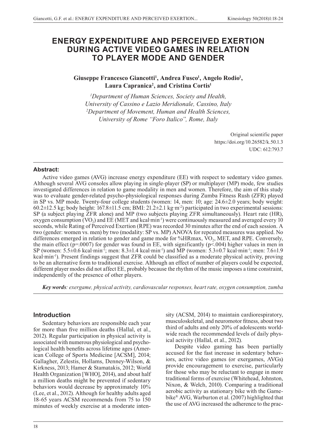 Energy Expenditure and Perceived Exertion During Active Video Games in Relation to Player Mode and Gender