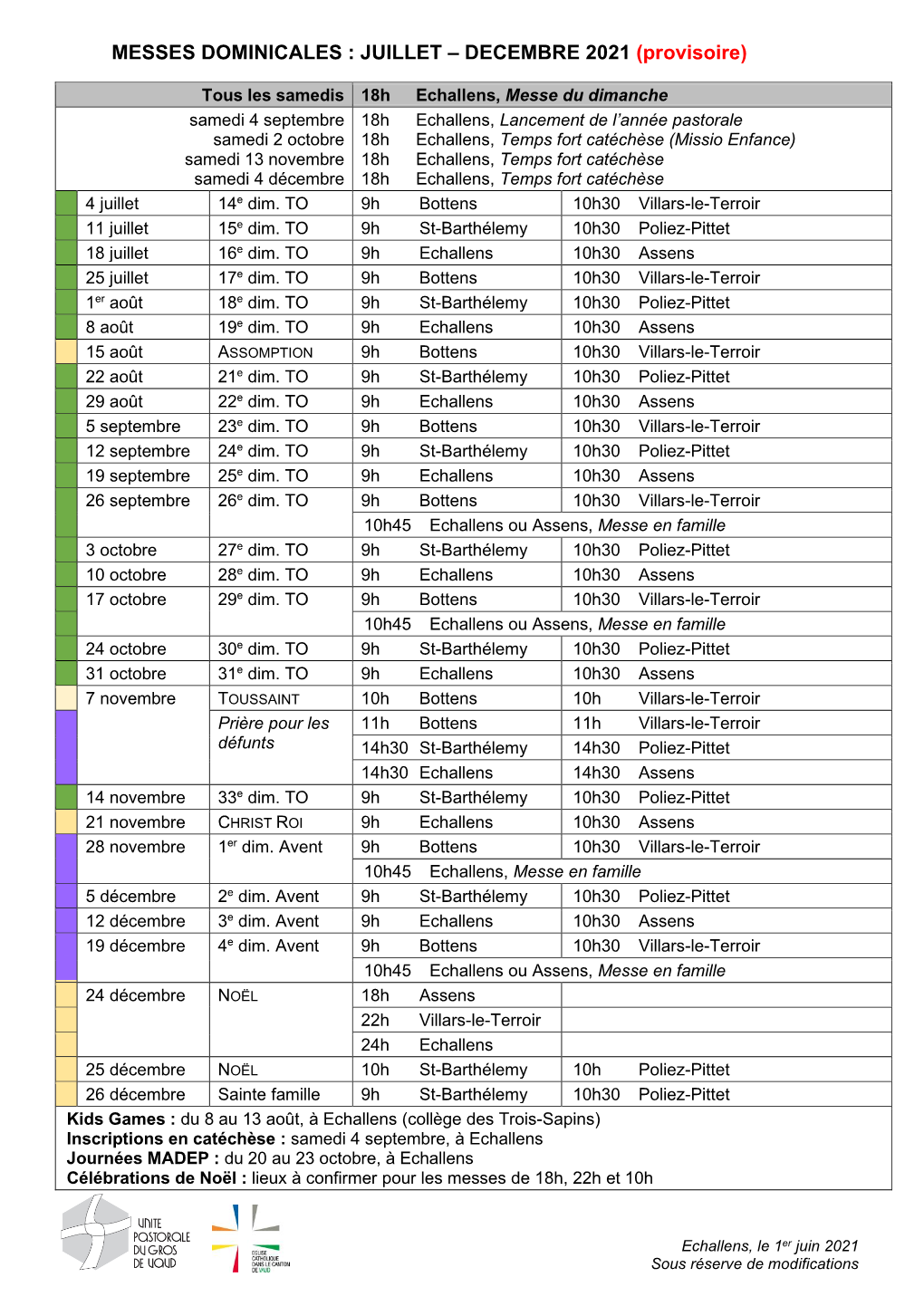 Horaire Des Messes Dominicales