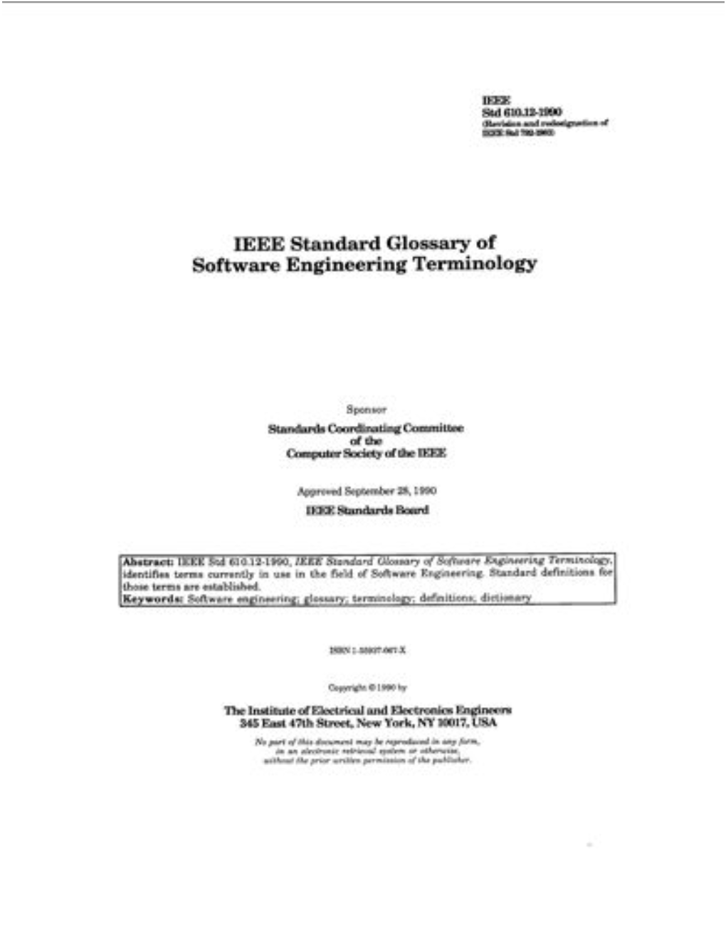 IEEE Standard Glossary of Software Engineering Terminology