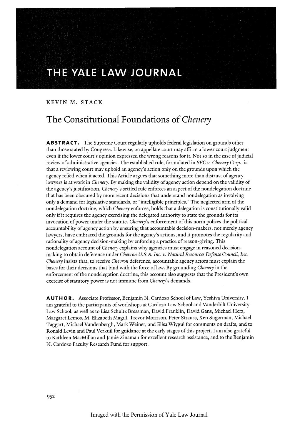 The Constitutional Foundations of Chenery