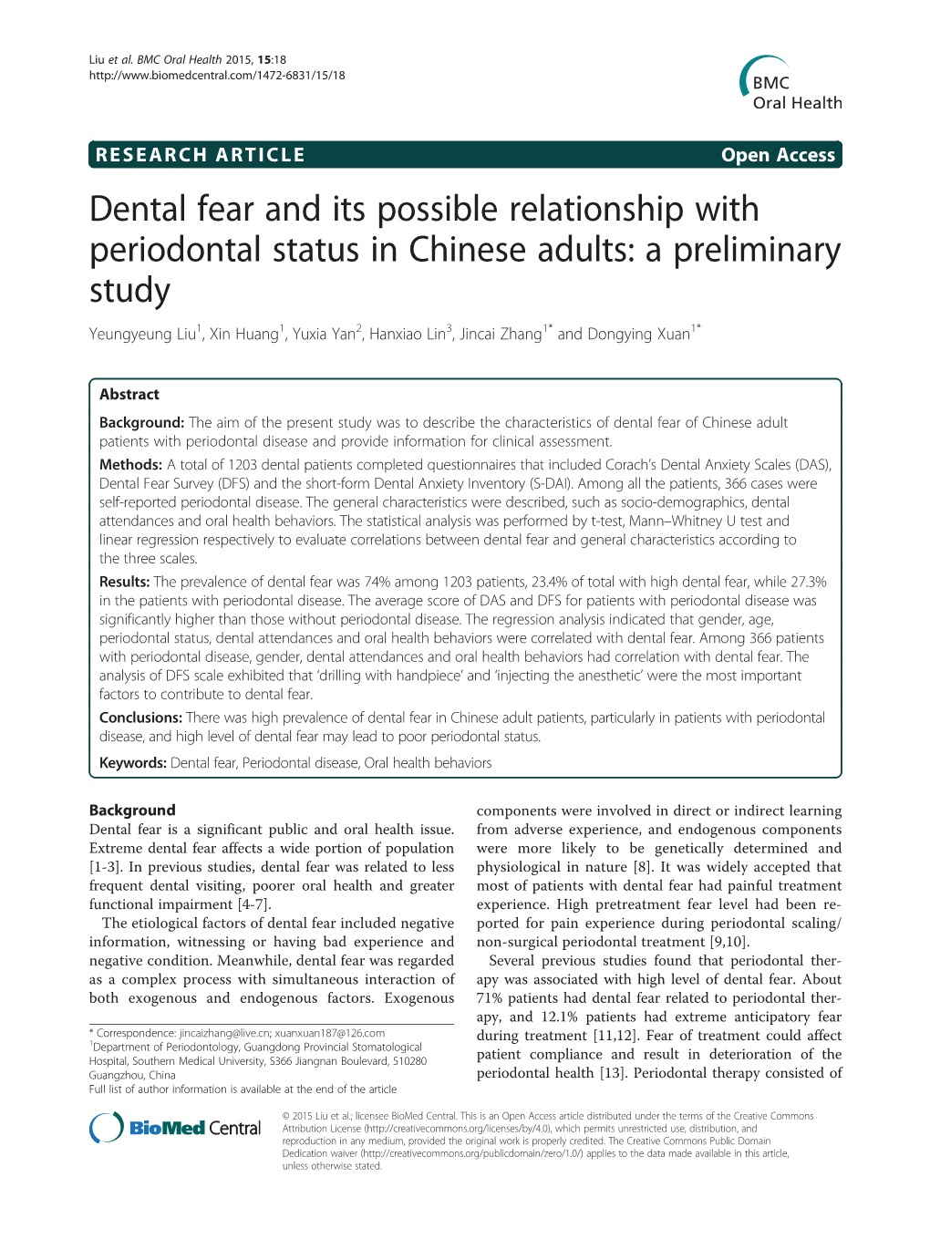 Dental Fear and Its Possible Relationship With