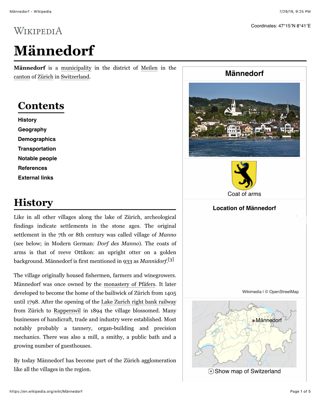 Männedorf - Wikipedia 7/29/19, 9�25 PM
