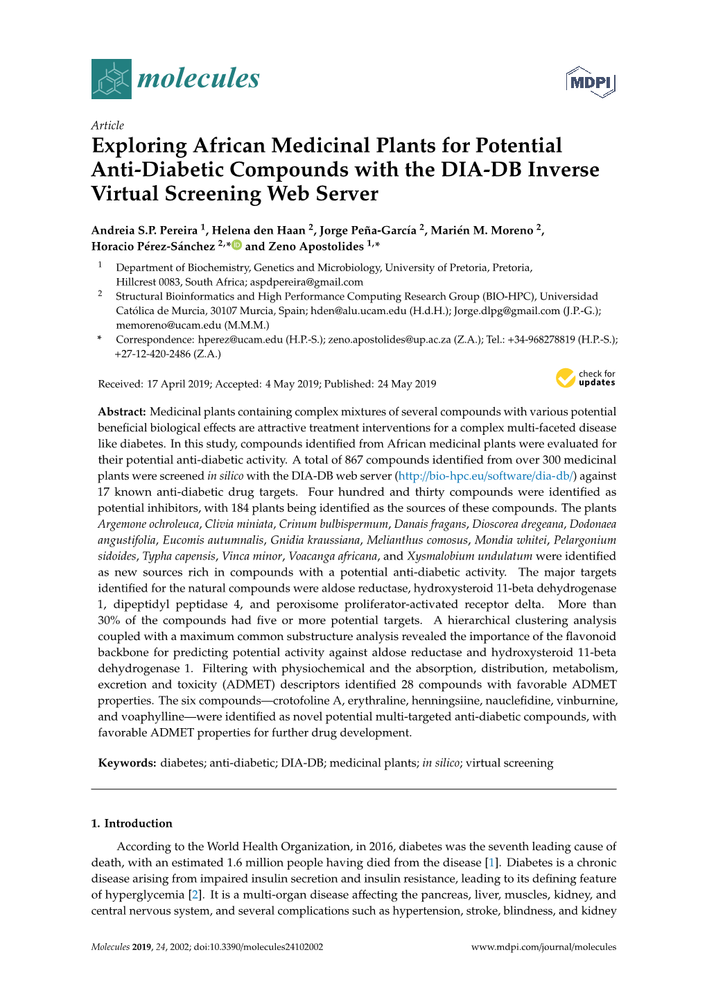 Exploring African Medicinal Plants for Potential Anti-Diabetic Compounds with the DIA-DB Inverse Virtual Screening Web Server