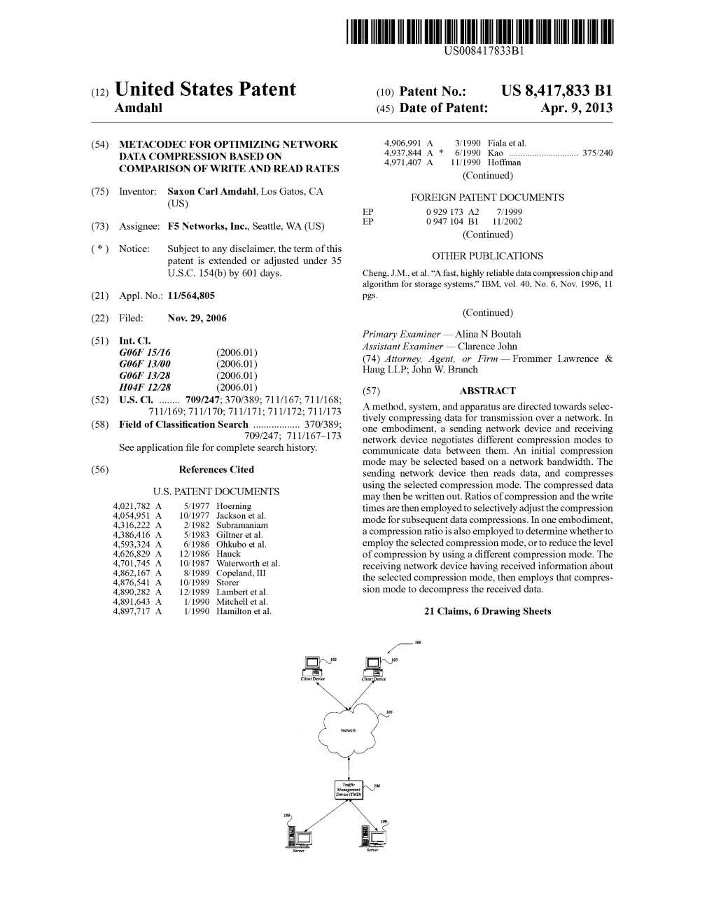 (12) United States Patent (10) Patent No.: US 8,417,833 B1 Amdahl (45) Date of Patent: Apr