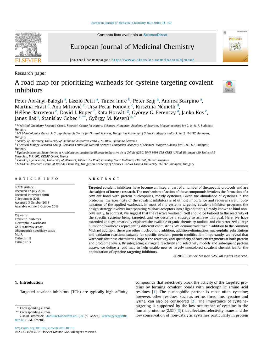 A Road Map for Prioritizing Warheads for Cysteine Targeting Covalent