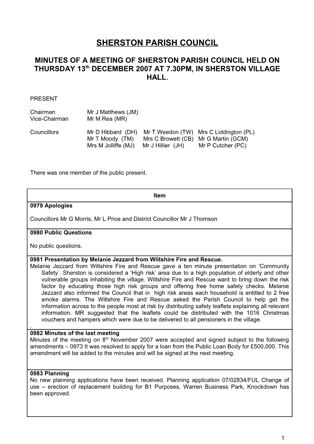 Notes of the Malmesbury & Villages Community Area Partnership Meeting