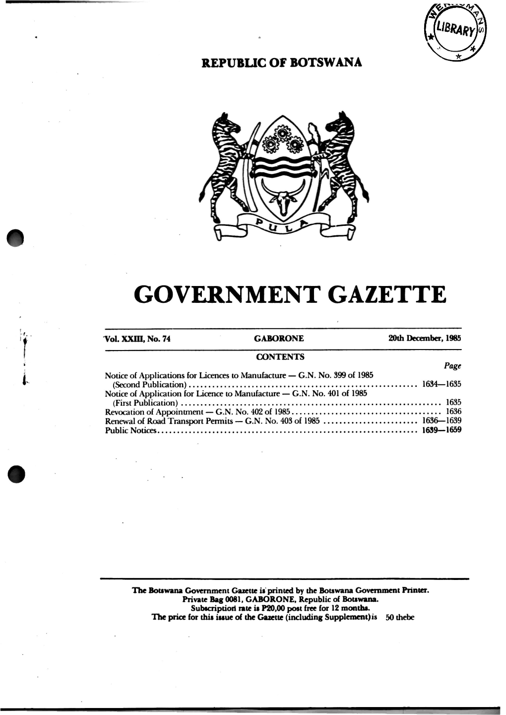 Government Gazette