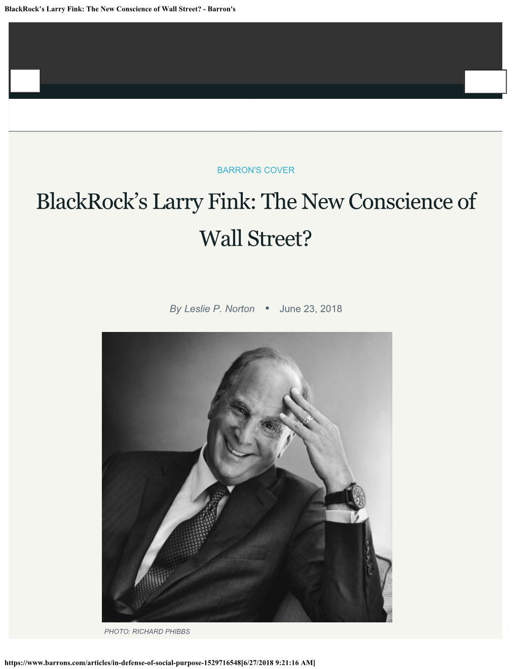 Blackrock's Larry Fink: the New Conscience of Wall Street?