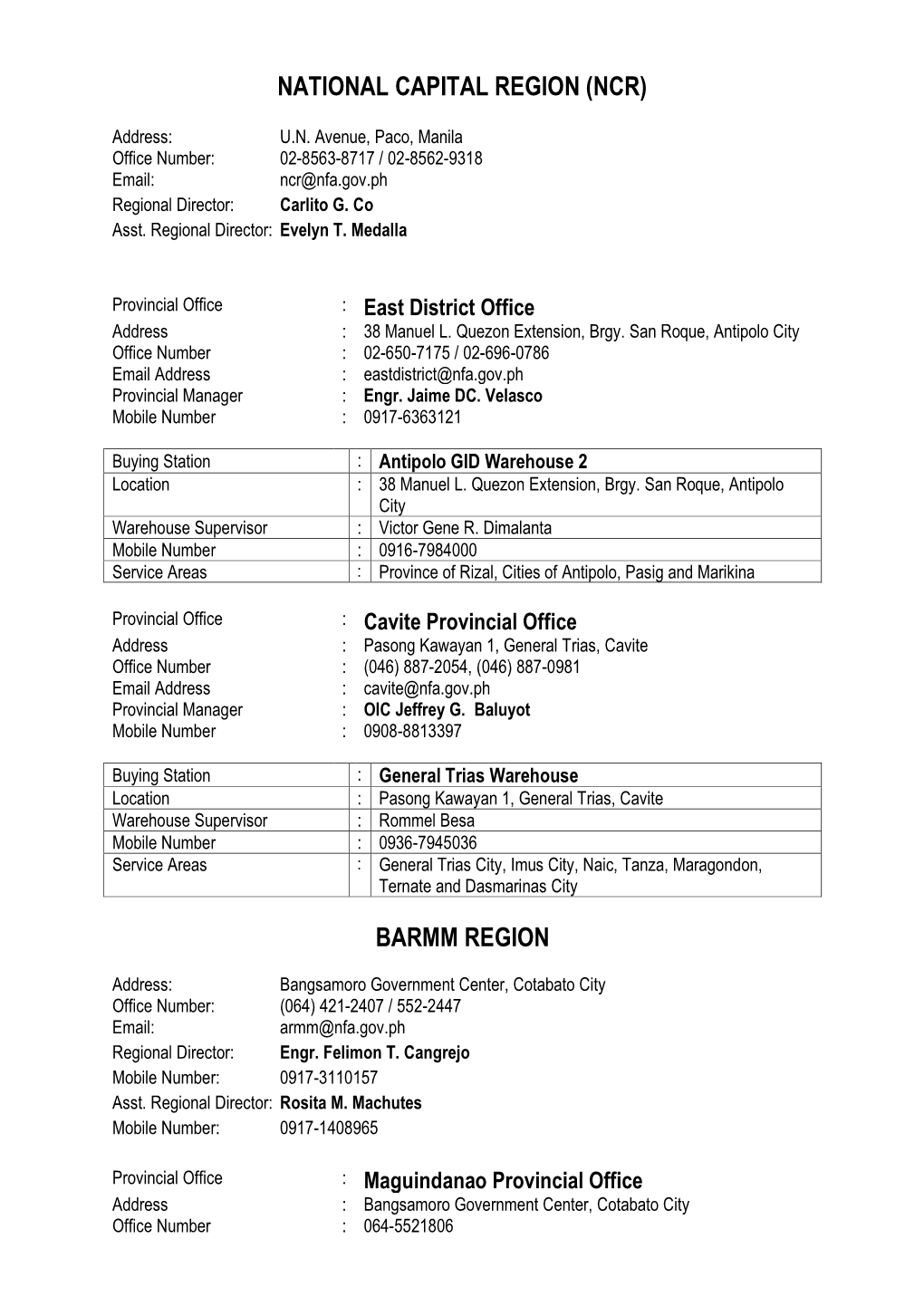 National Capital Region (Ncr) Barmm Region