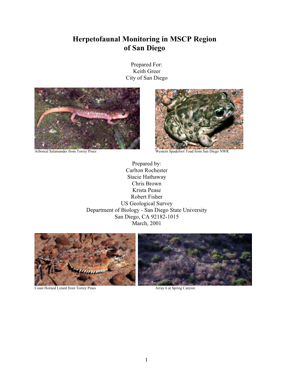 Herpetofaunal Monitoring in MSCP Region of San Diego