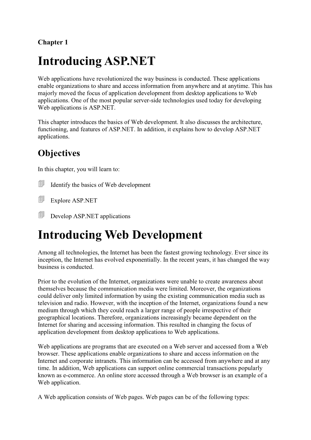 Introducing ASP.NET Introducing Web Development