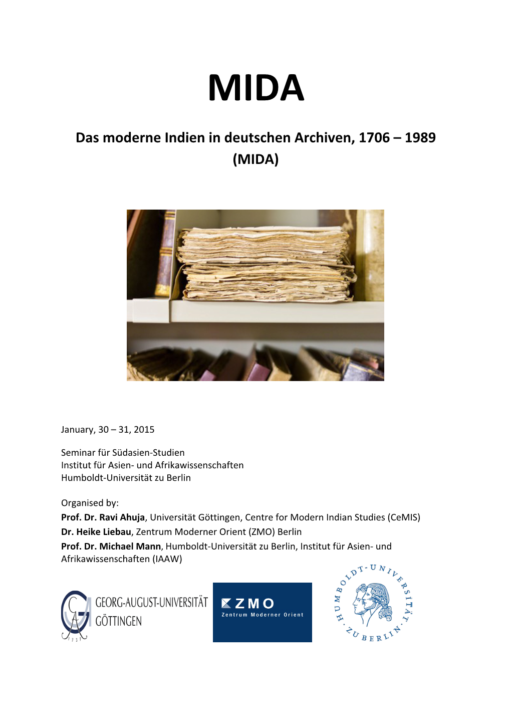 Das Moderne Indien in Deutschen Archiven, 1706 – 1989 (MIDA)