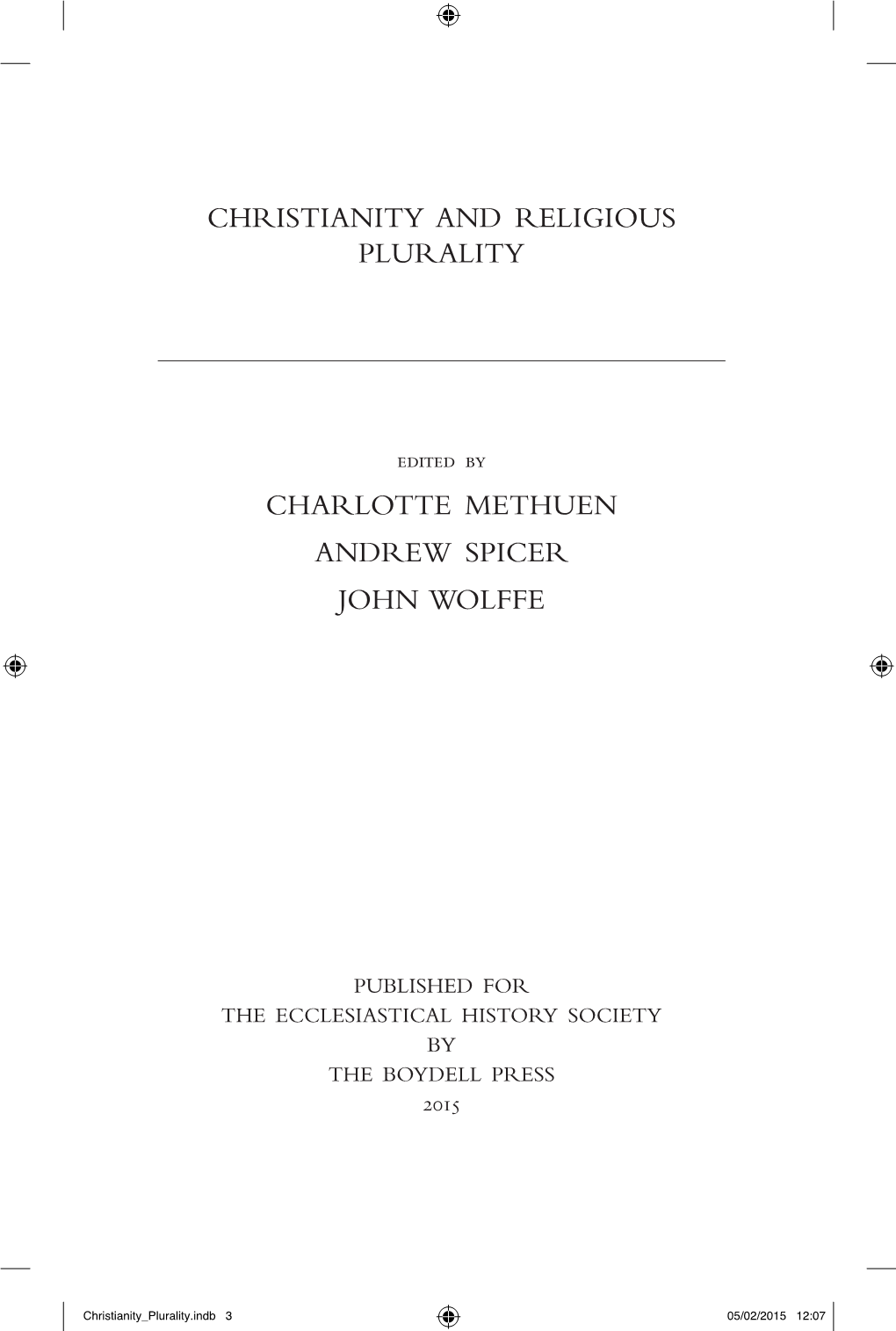 Christianity and Religious Plurality Charlotte