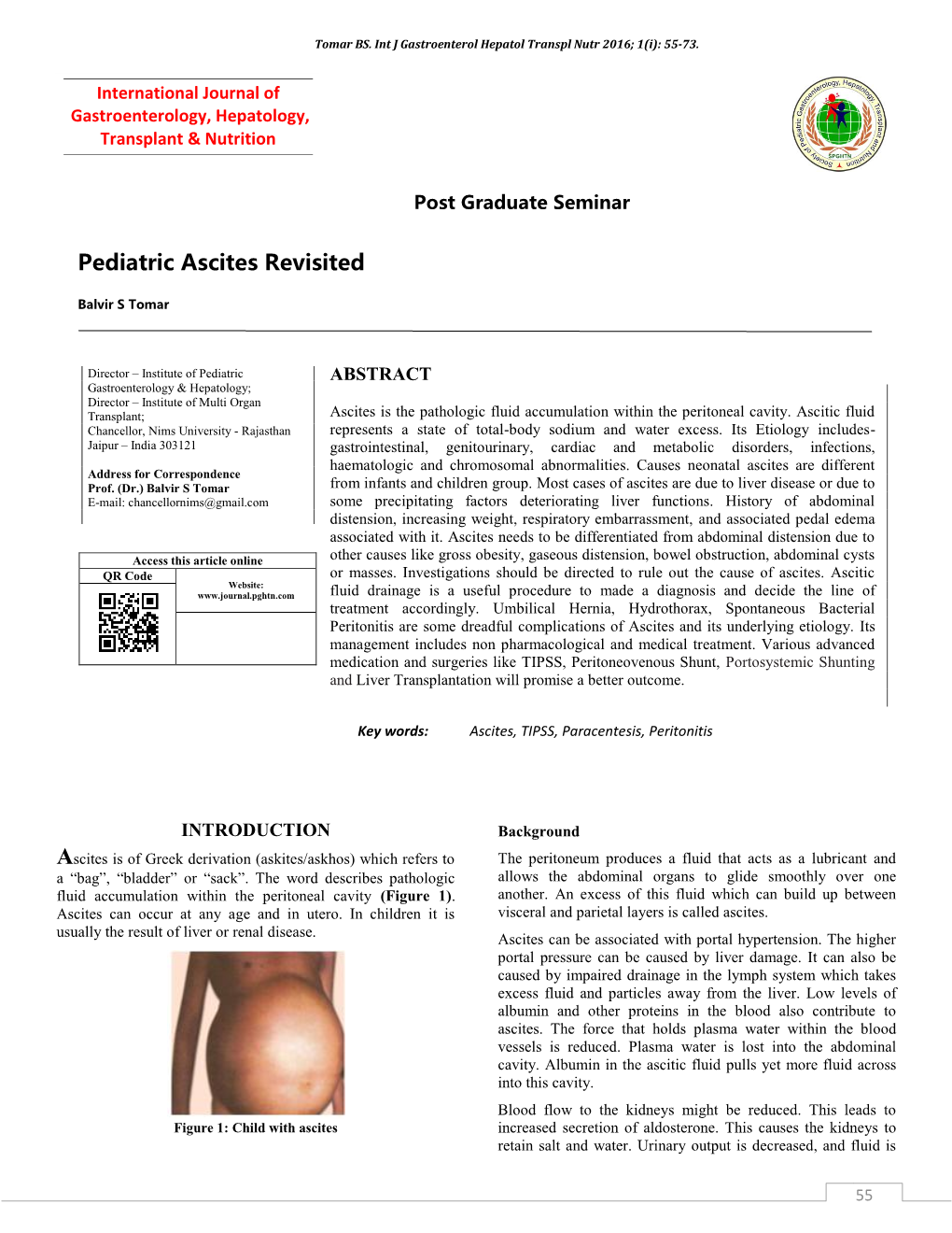 Pediatric Ascites Revisited