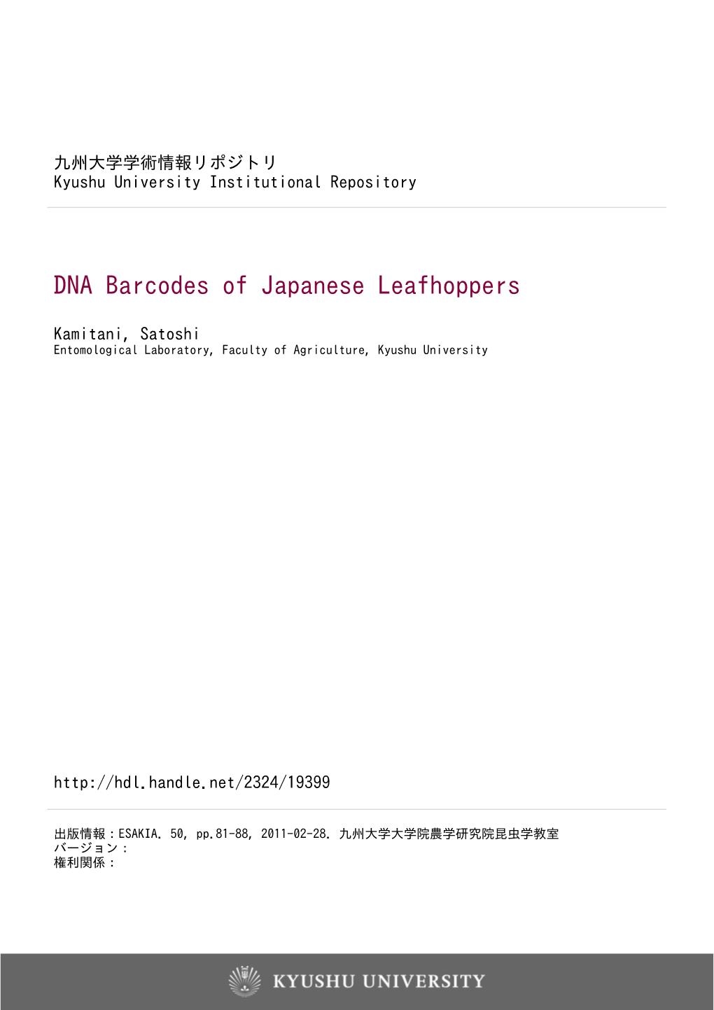 DNA Barcodes of Japanese Leafhoppers