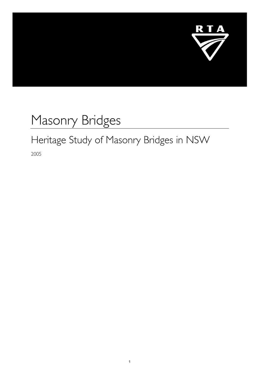 Masonry Bridges Heritage Study of Masonry Bridges in NSW