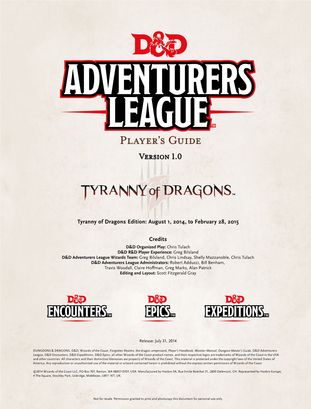 D&D Adventurer's League Player's Guide