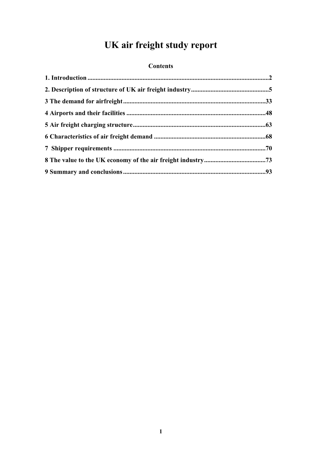 UK Air Freight Study Report