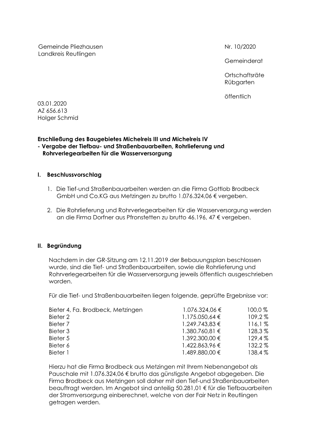 Und Straßenbauarbeiten, Rohrlieferung Und Rohrverlegearbeiten Für Die Wasserversorgung