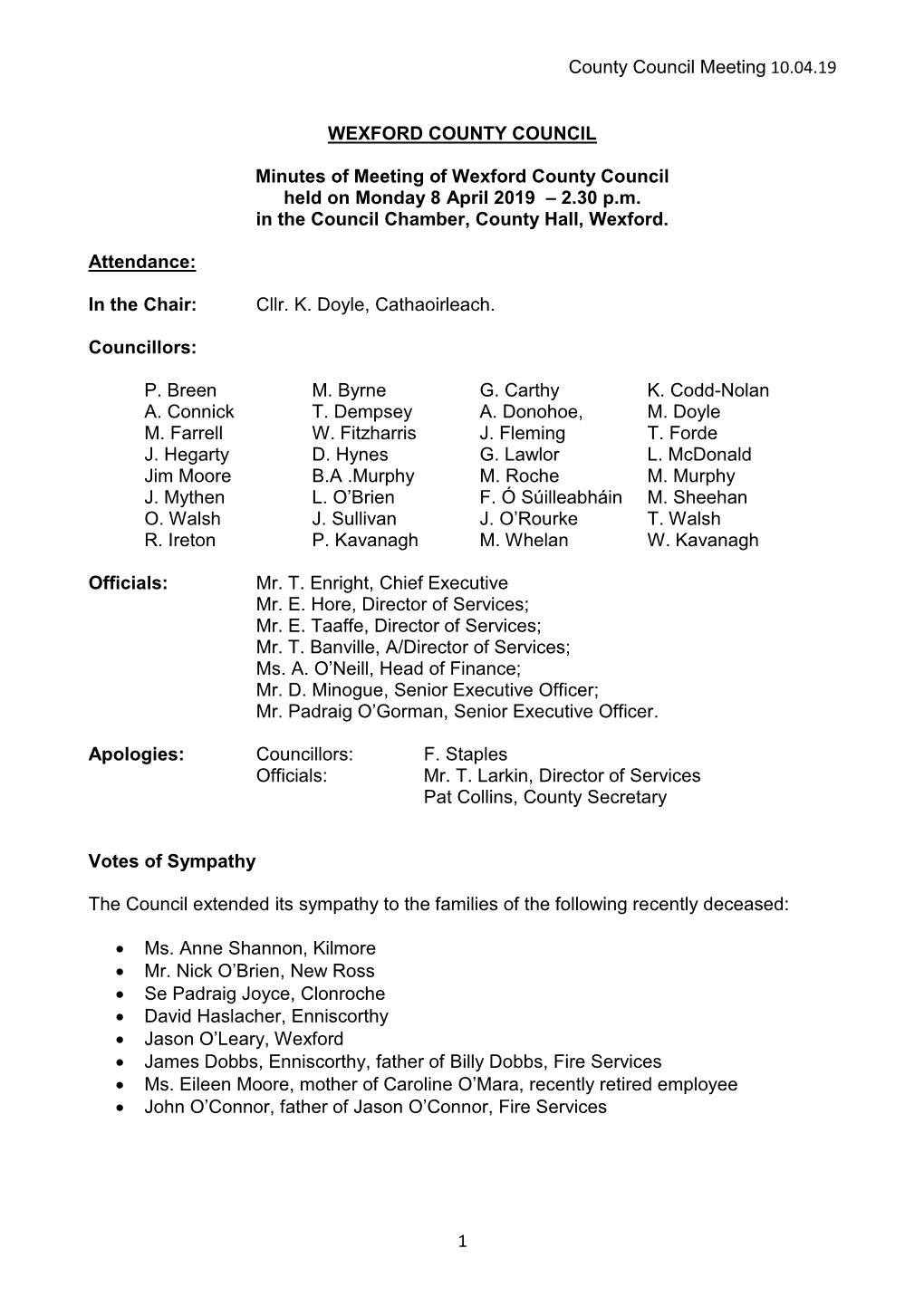 County Council Minutes 8 April 2019