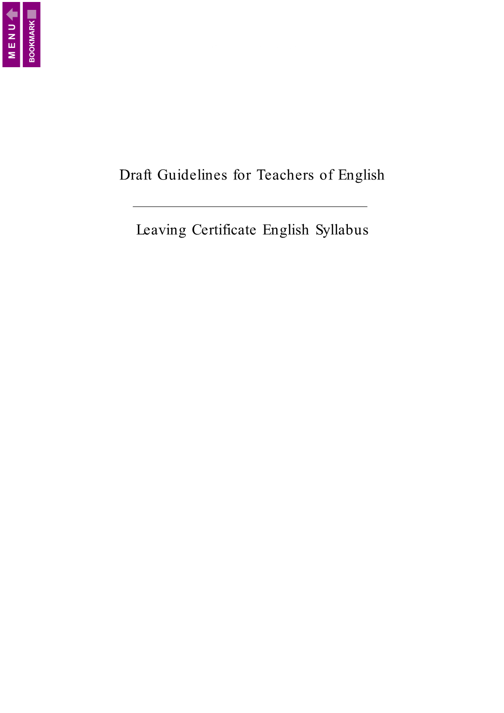 Draft Guidelines for Teachers of English