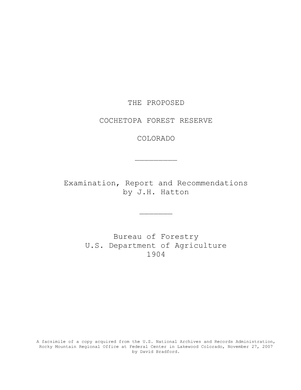 The Proposed Cochetopa Forest Reserve, in Colorado