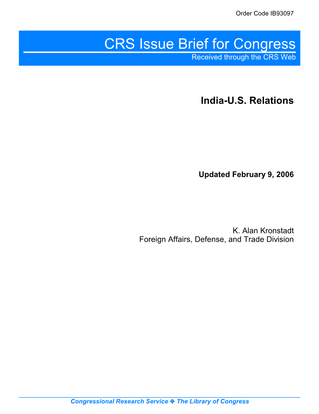 India-U.S. Relations