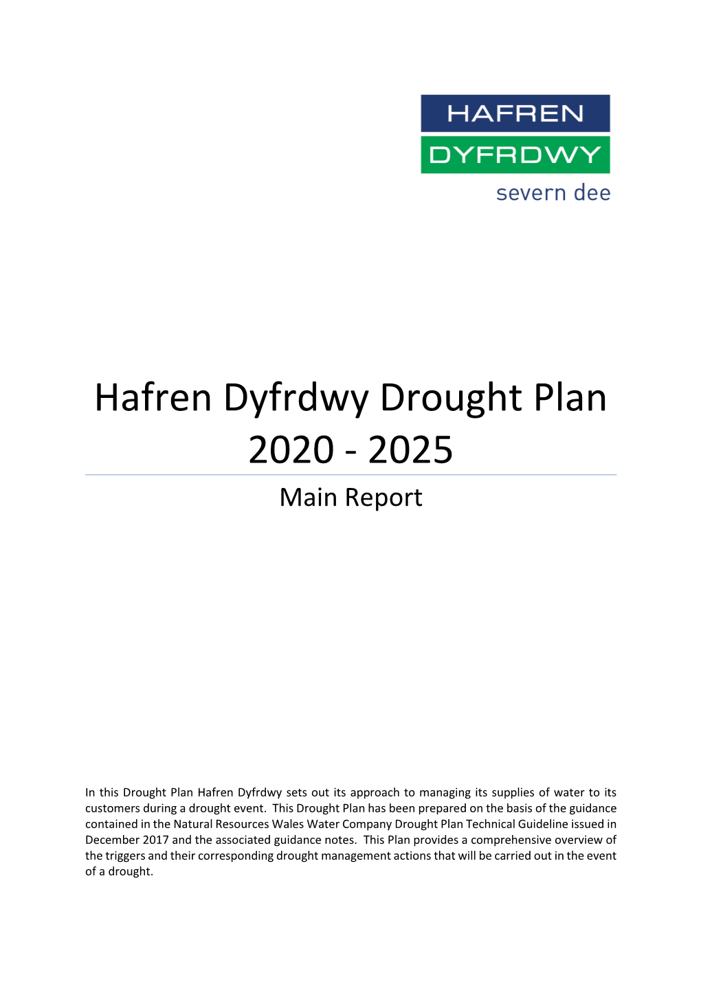 Hafren Dyfrdwy Drought Plan 2020 - 2025 Main Report