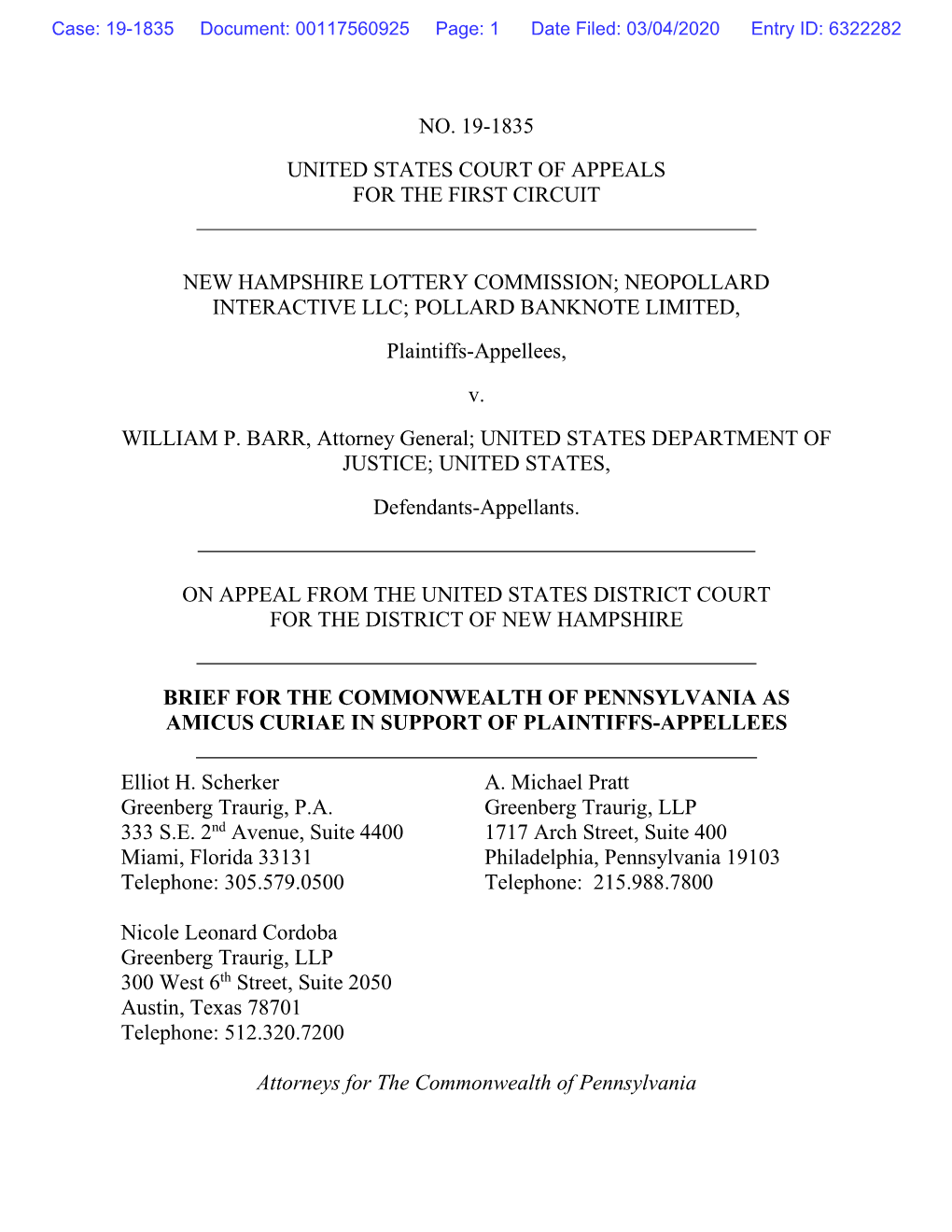 No. 19-1835 United States Court of Appeals for the First Circuit