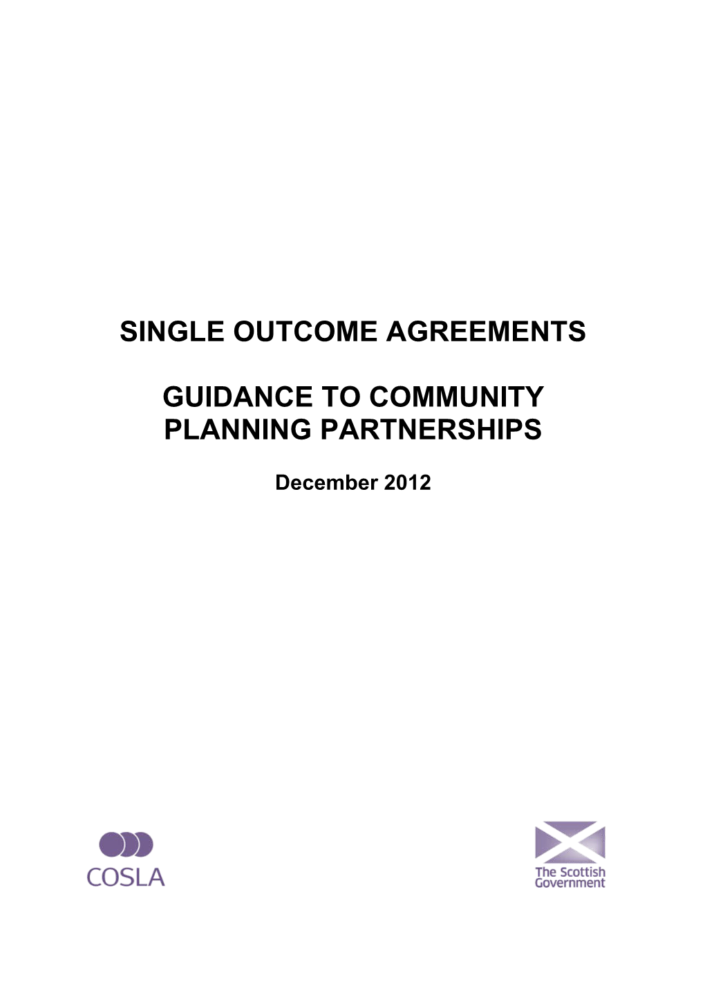 Single Outcome Agreements 2013