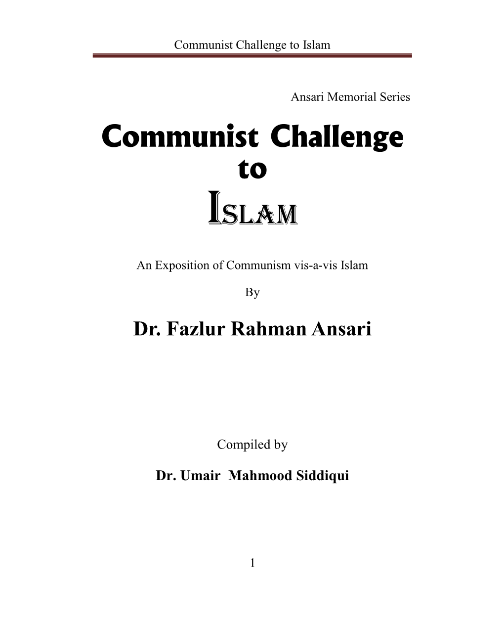 Communist Challenge to Islam