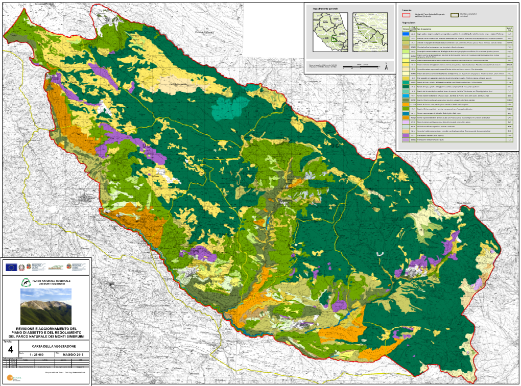 REVISIONE E AGGIORNAMENTO DEL PIANO DI ASSETTO E DEL REGOLAMENTO DEL PARCO NATURALE DEI MONTI SIMBRUINI Tavola: CARTA DELLA VEGETAZIONE