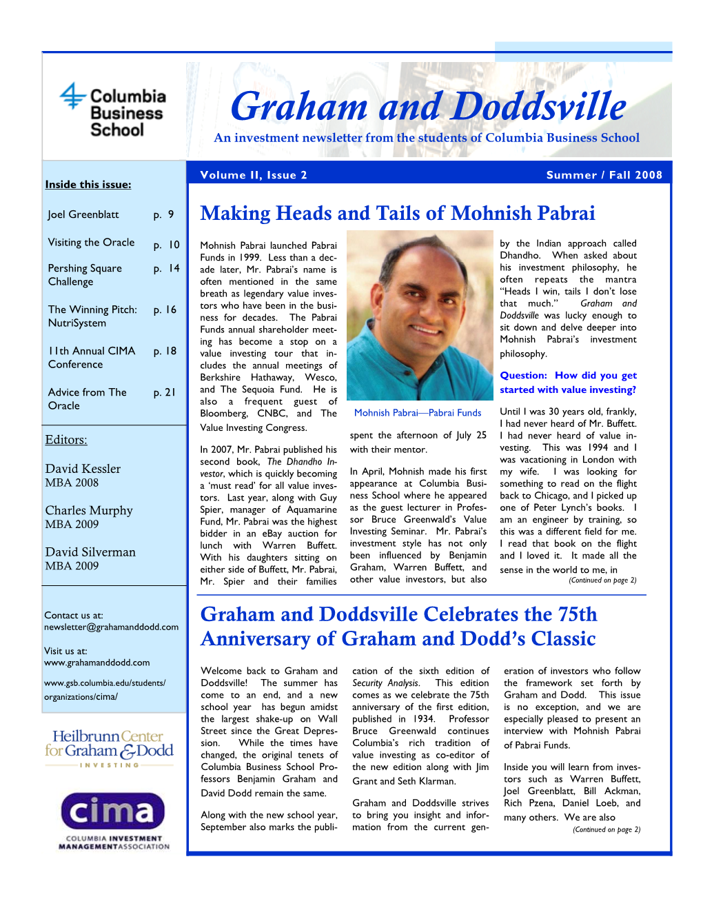 Graham and Doddsville an Investment Newsletter from the Students of Columbia Business School