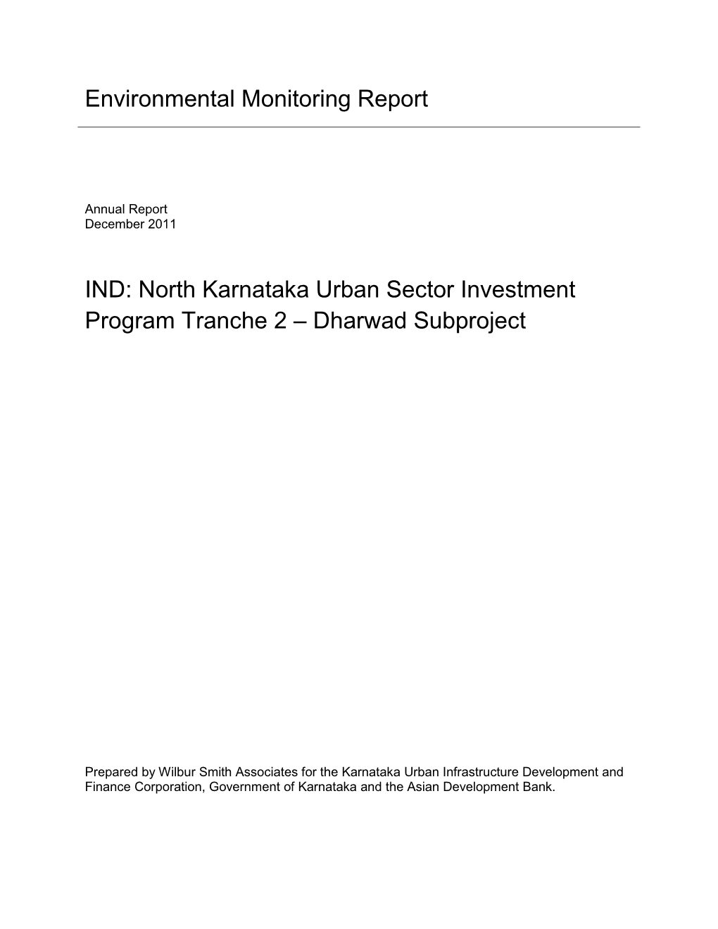 EMR: India: North Karnataka Urban Sector Investment Program Tranche 2