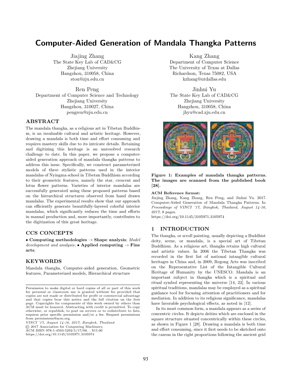 Computer-Aided Generation of Mandala Thangka Patterns