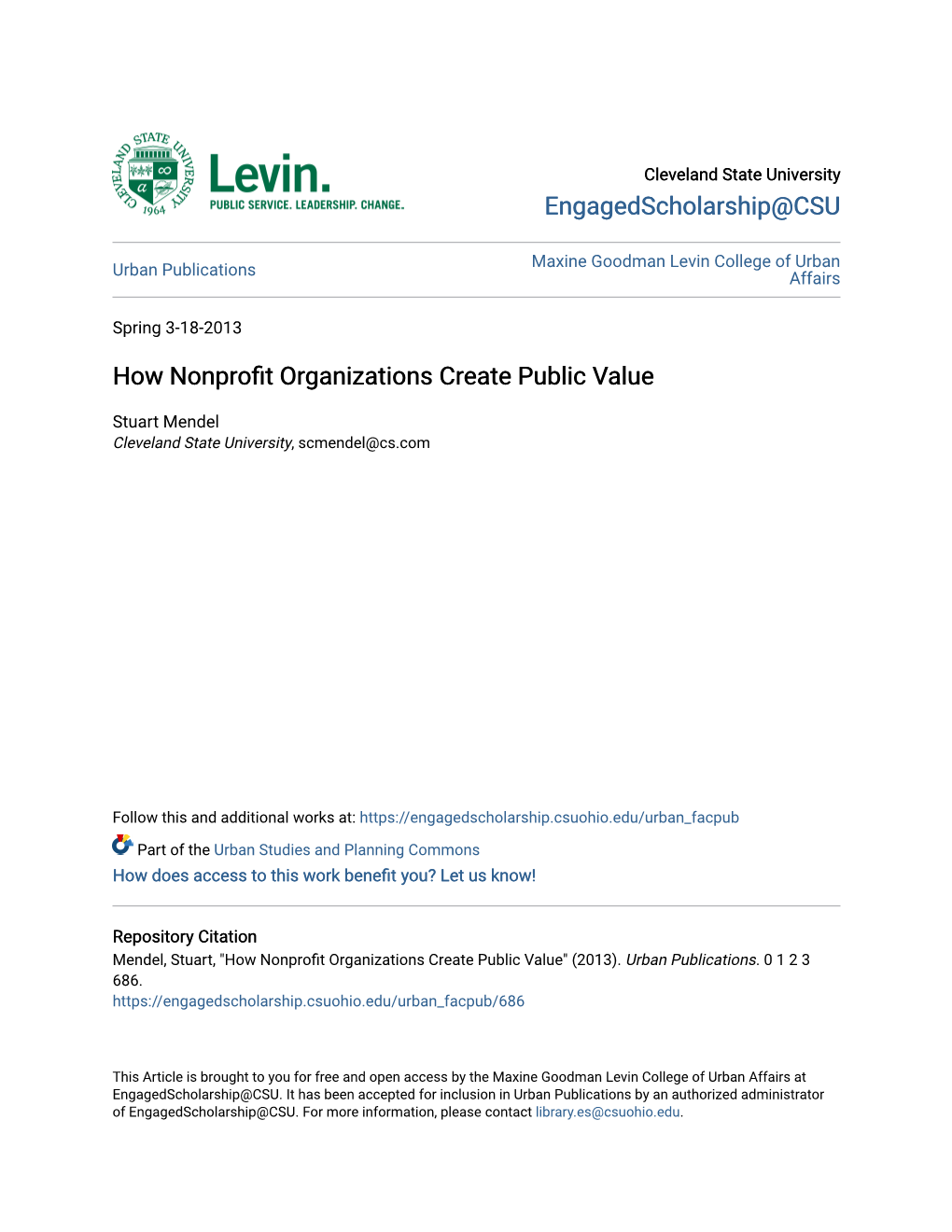 How Nonprofit Organizations Create Public Value